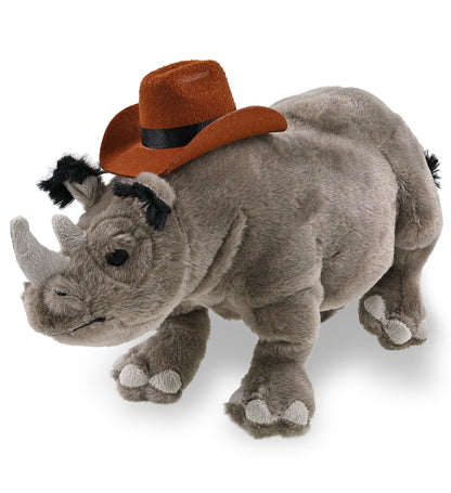 WILD COLLECTION PLUSH - 13" RHINO COWBOY DRESS UP