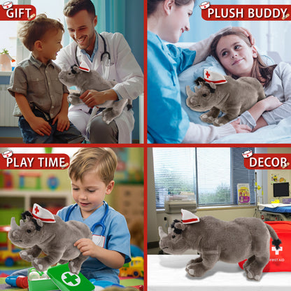 WILD COLLECTION PLUSH - 13" RHINO NURSE