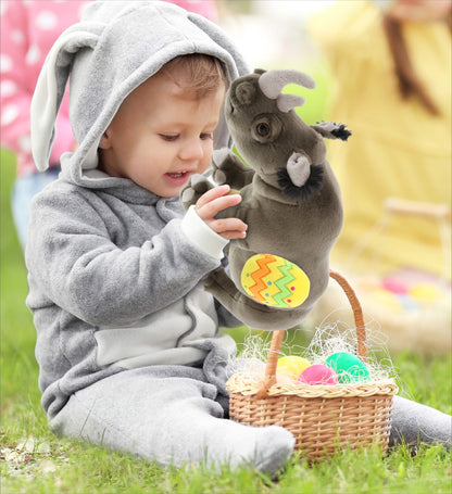 DolliBu Wild Collection Rhino with Yellow Easter Egg Plush Toy - 13 Inches