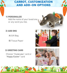 DolliBu Happy Easter Super Soft Plush Rhino with Carrot Plush Toy - 13 Inches