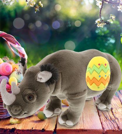 DolliBu Wild Collection Rhino with Yellow Easter Egg Plush Toy - 16 Inches