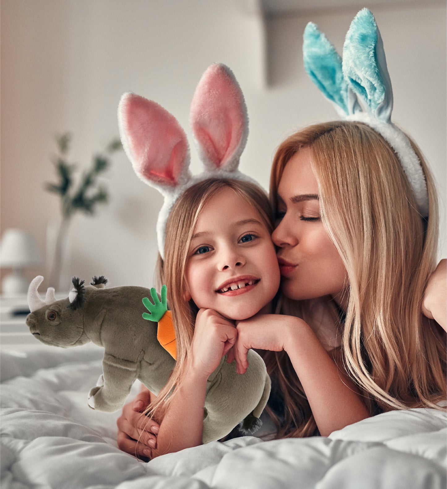 DolliBu Happy Easter Super Soft Plush Rhino with Carrot Plush Toy - 16 Inches