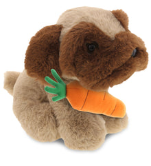 DolliBu Happy Easter Soft Plush Brown Pug Dog with Carrot Plush - 8 Inches