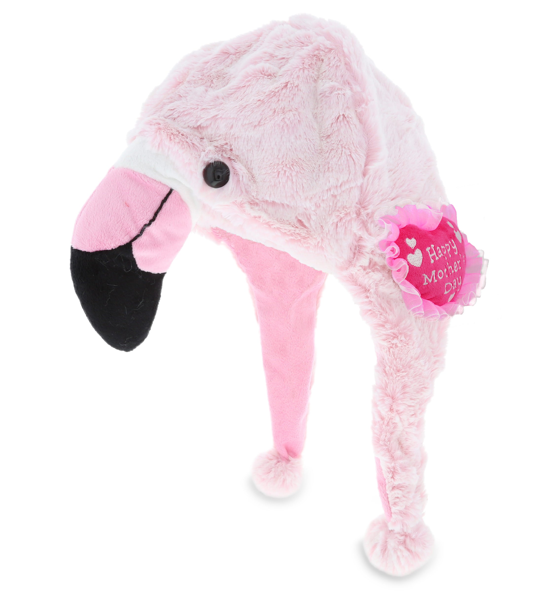PLUSH MOTHERS DAY HEART - SUPER SOFT PLUSH HAT - FLAMINGO