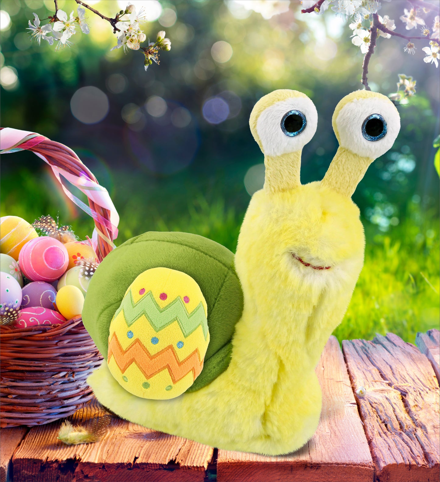 DolliBu Super Soft Small Yellow Snail with Easter Egg Plush Toy - 5.5 Inches