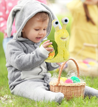 DolliBu Super Soft Small Yellow Snail with Easter Egg Plush Toy - 5.5 Inches