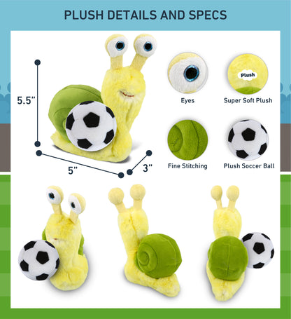 SUPER-SOFT PLUSH - YELLOW SNAIL SMALL 5.5" WITH SOCCER PLUSH