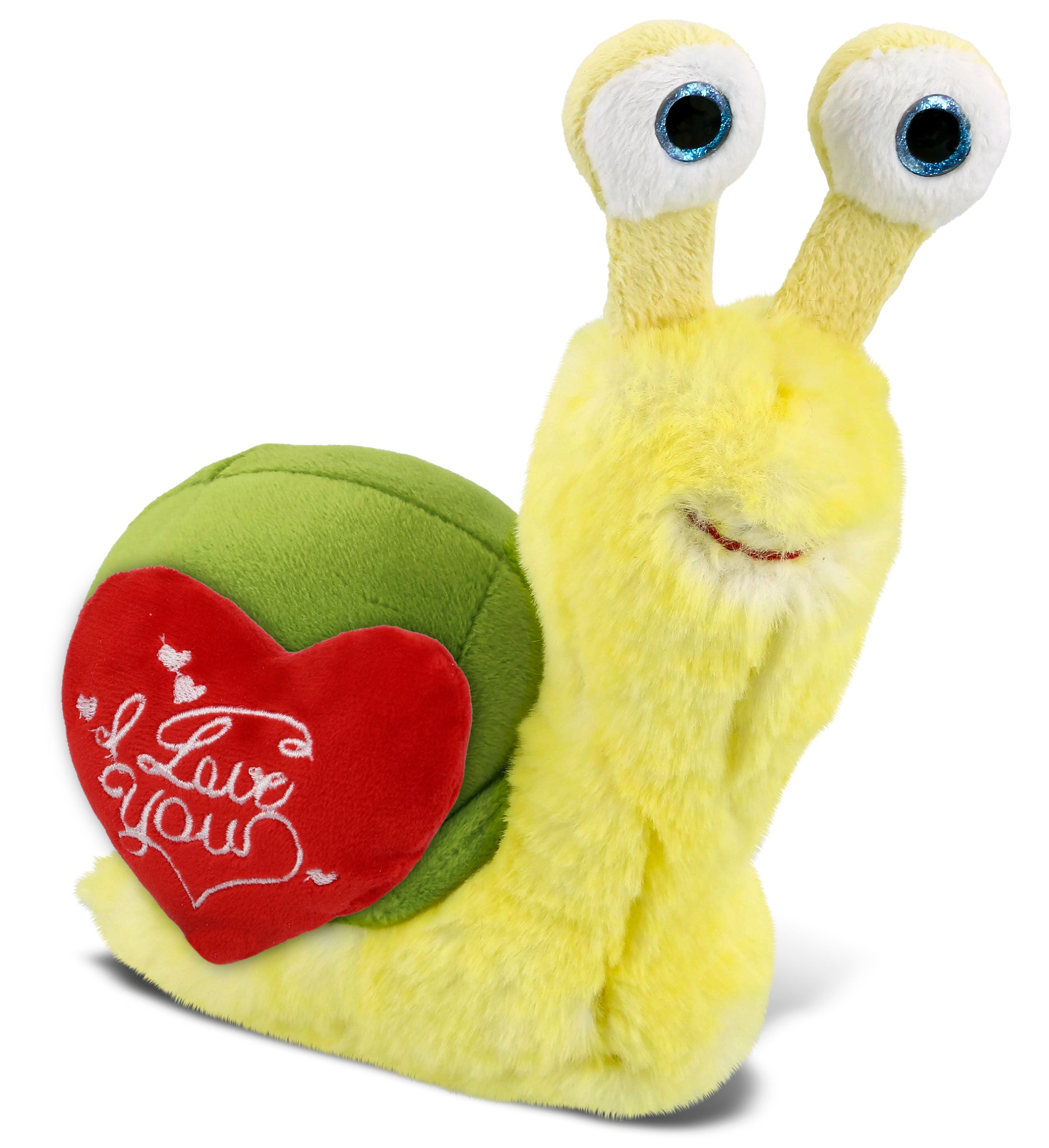 DolliBu I Love You Valentine Plush Yellow Snail with Red Heart - 5.5 Inches