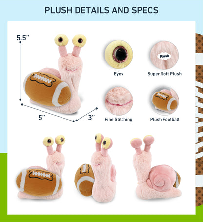 SUPER-SOFT PLUSH - PINK SNAIL SMALL 5.5" WITH FOOTBALL PLUSH