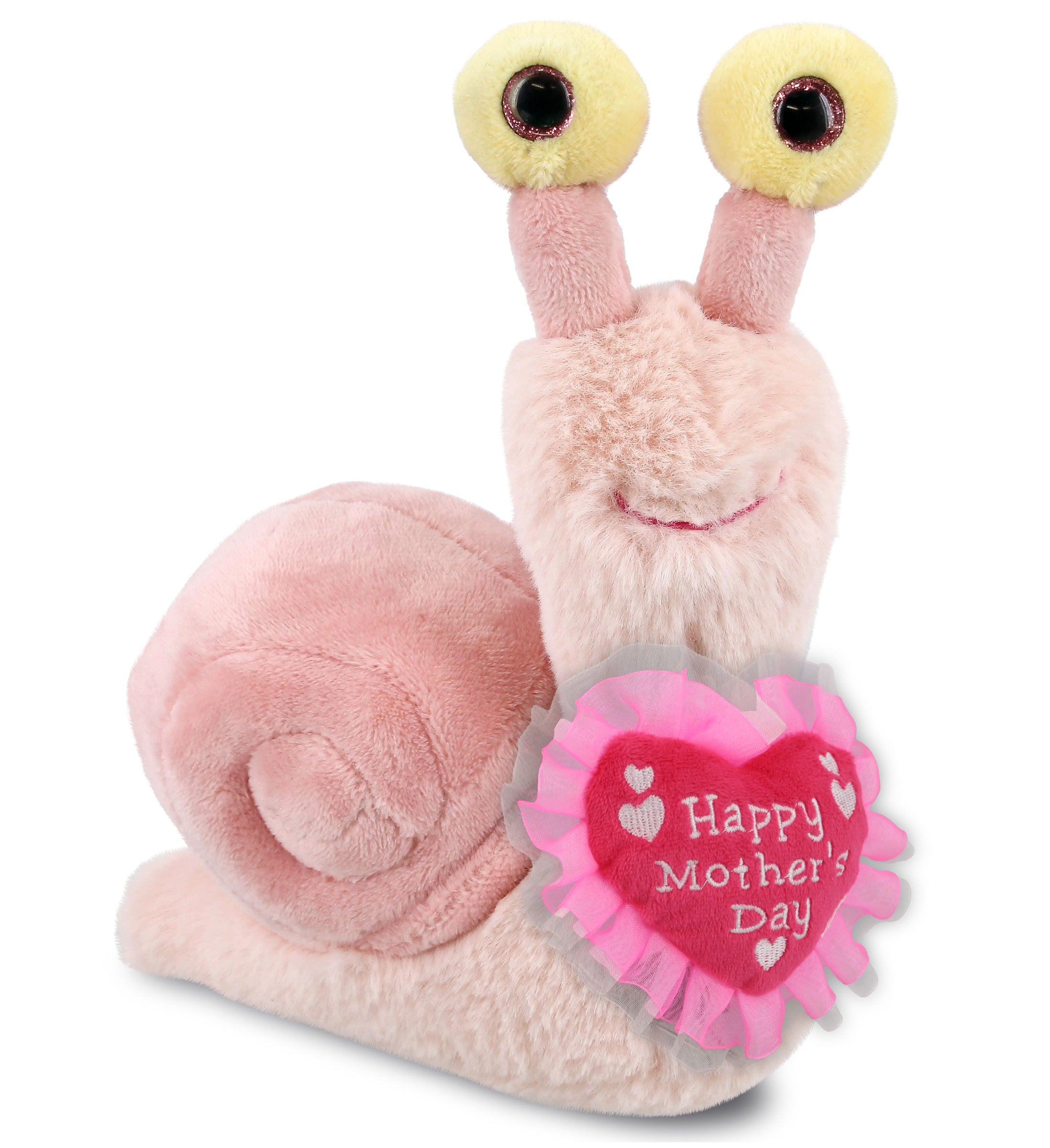 PLUSH MOTHERS DAY HEART - SUPER-SOFT PLUSH - PINK SNAIL SMALL 5.5"
