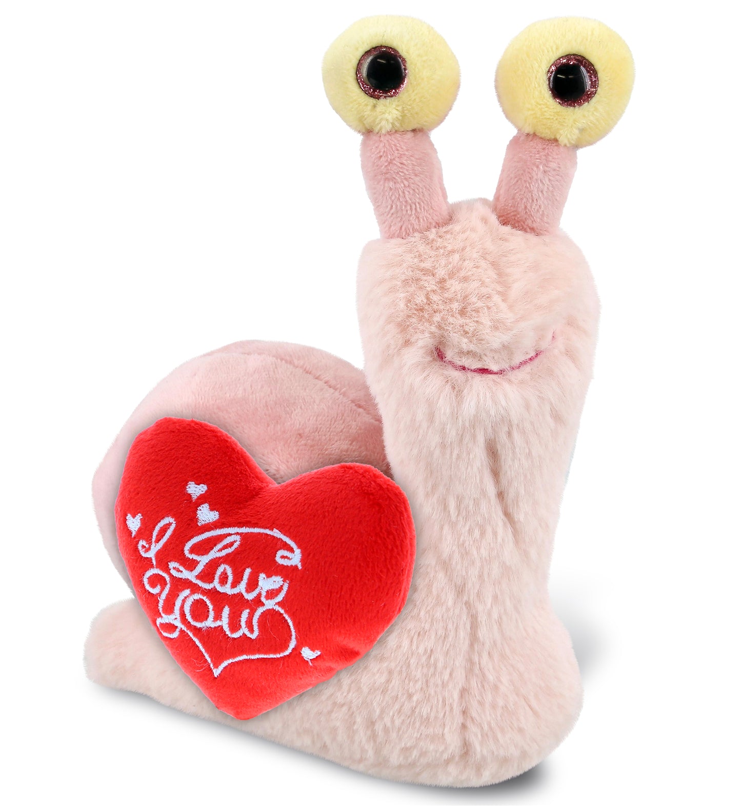 PLUSH I LOVE YOU RED HEART - SUPER-SOFT PLUSH - PINK SNAIL SMALL 5.5"
