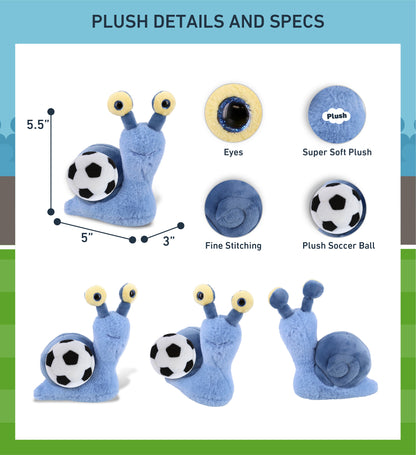 SUPER-SOFT PLUSH - BLUE SNAIL SMALL 5.5" WITH SOCCER PLUSH