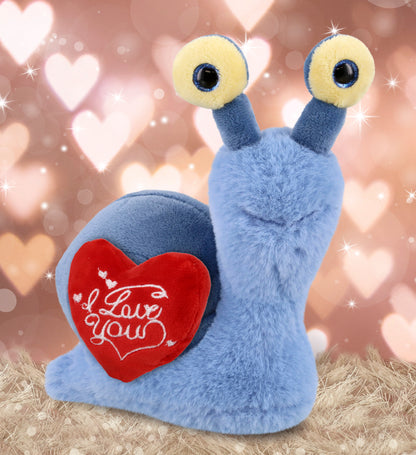 PLUSH I LOVE YOU RED HEART - SUPER-SOFT PLUSH - BLUE SNAIL SMALL 5.5"