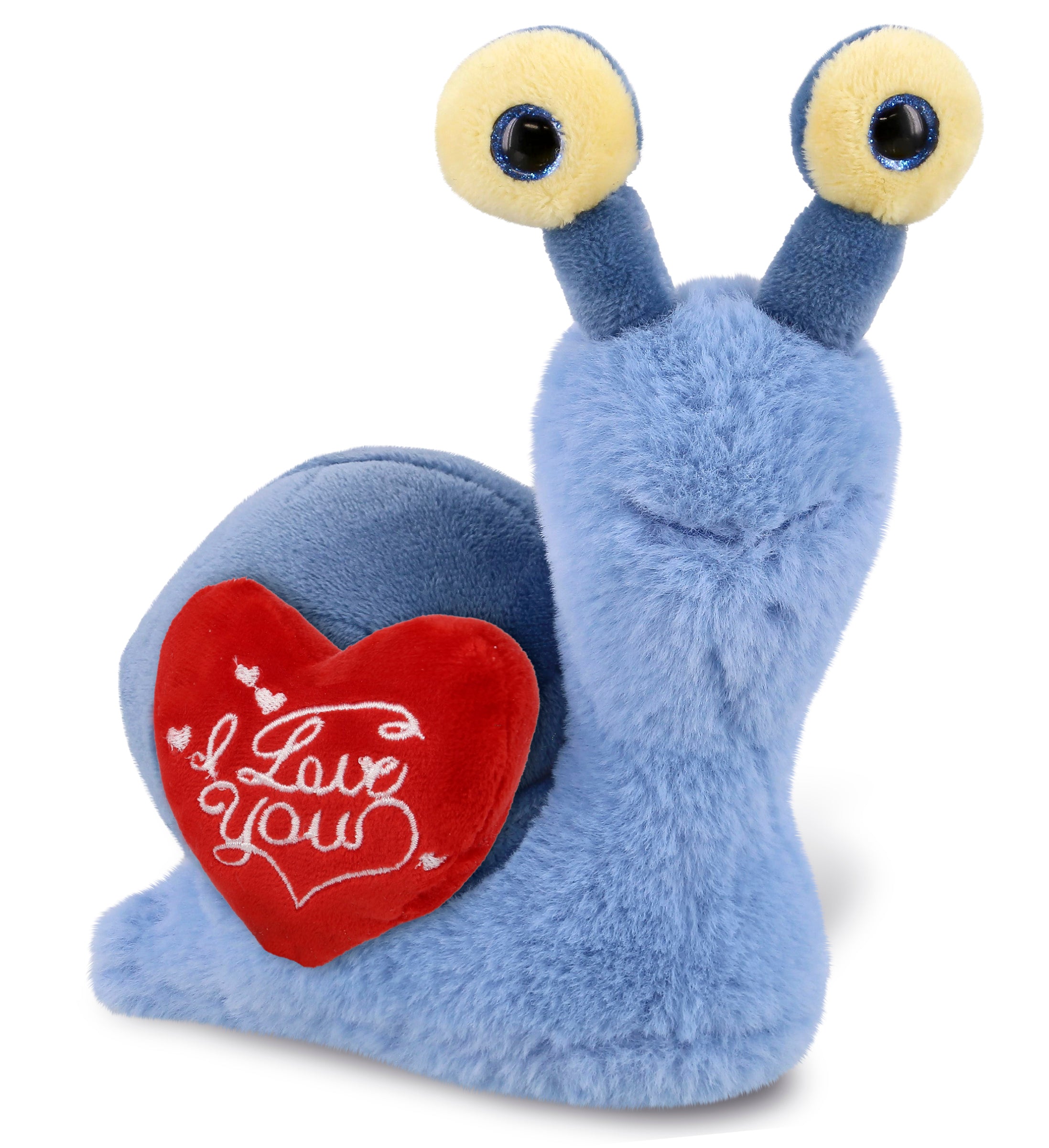 PLUSH I LOVE YOU RED HEART - SUPER-SOFT PLUSH - BLUE SNAIL SMALL 5.5"