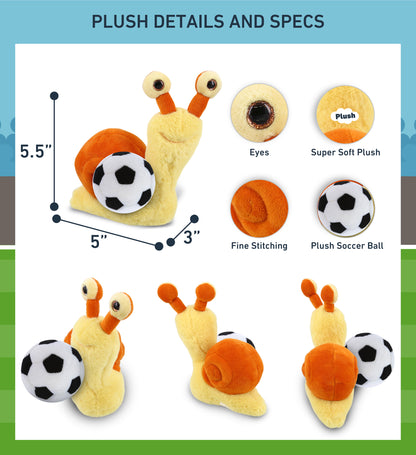 SUPER-SOFT PLUSH - ORANGE SNAIL SMALL 5.5" WITH SOCCER PLUSH