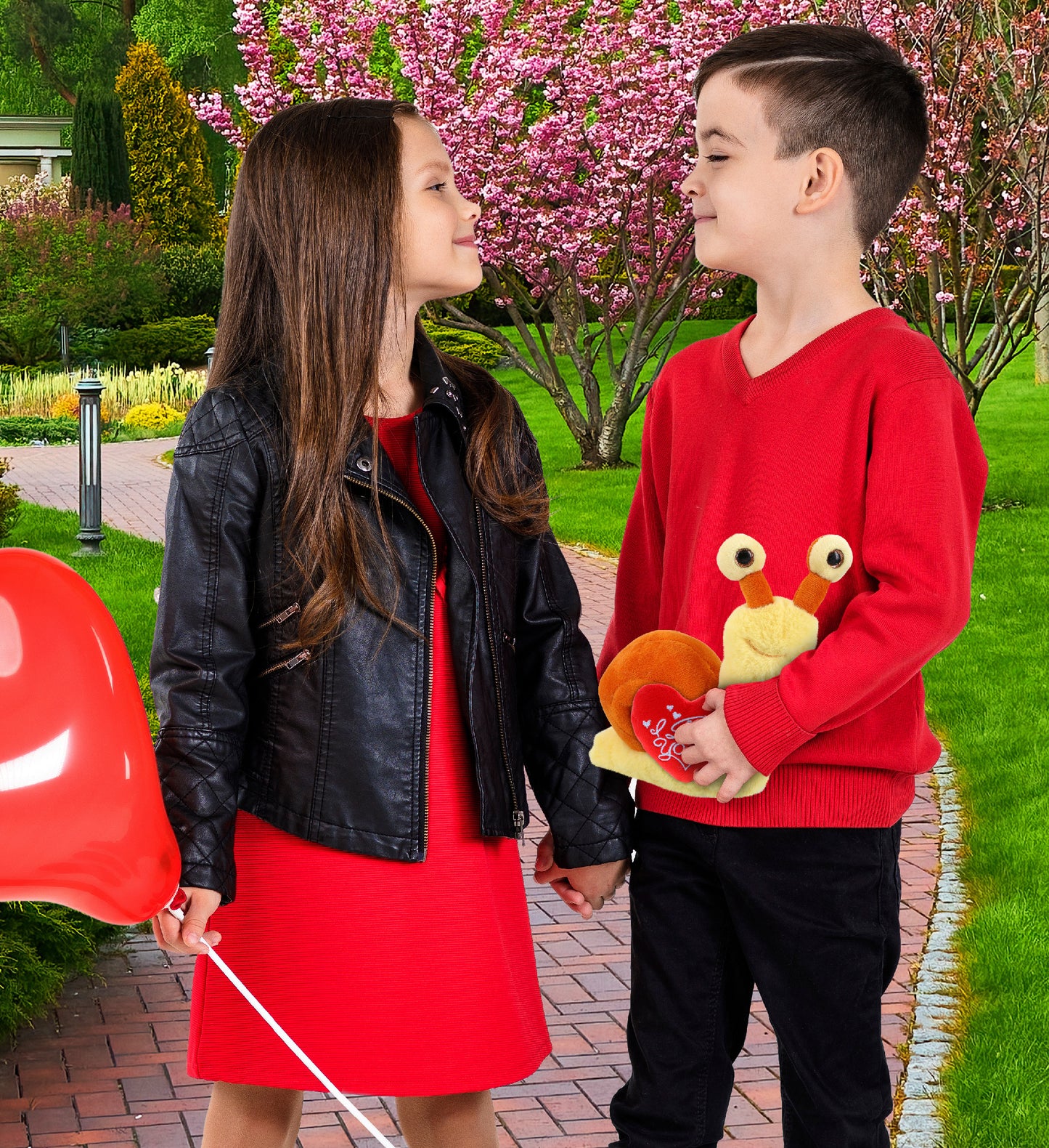 PLUSH I LOVE YOU RED HEART - SUPER-SOFT PLUSH - ORANGE SNAIL SMALL 5.5"