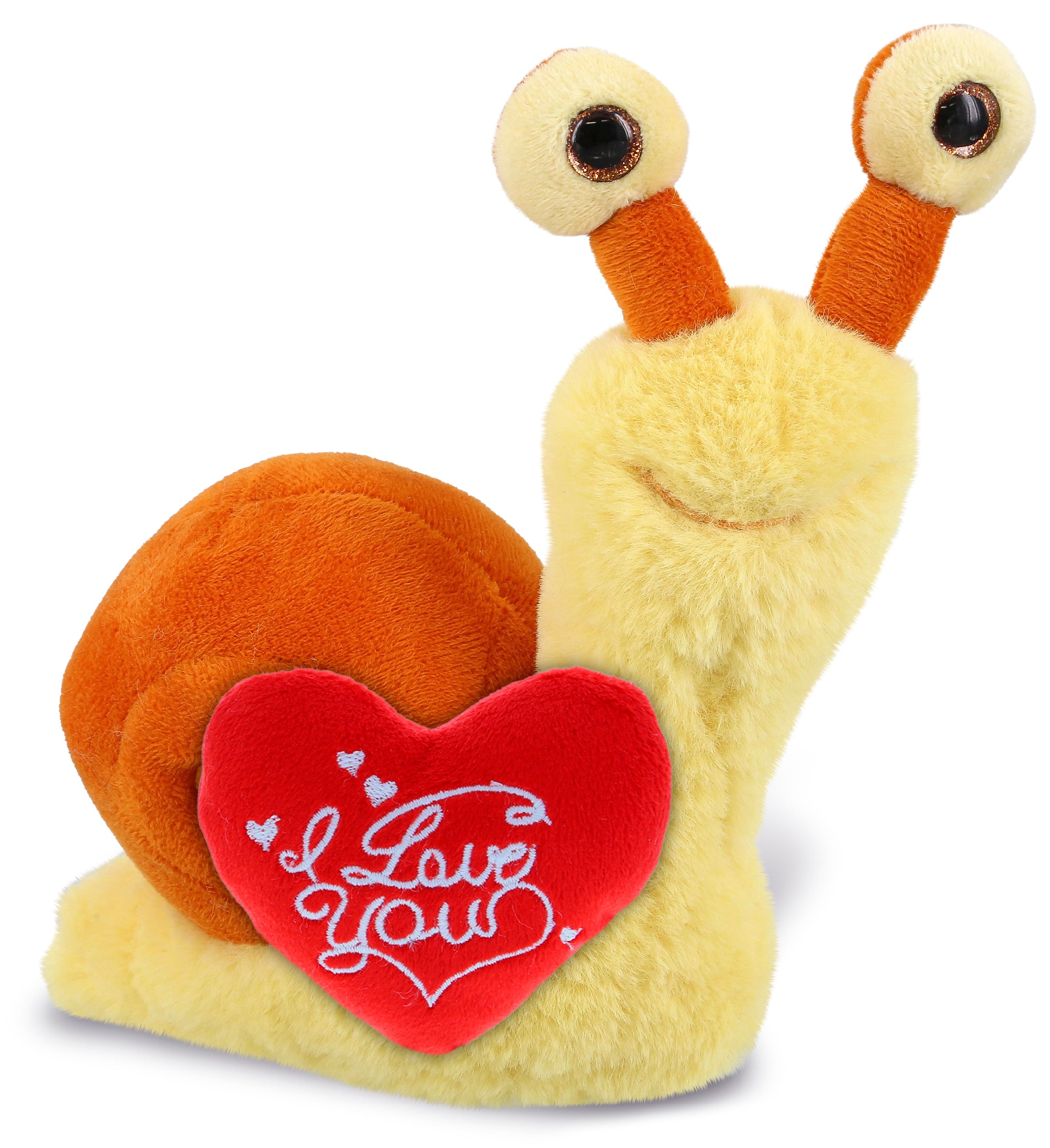 PLUSH I LOVE YOU RED HEART - SUPER-SOFT PLUSH - ORANGE SNAIL SMALL 5.5"