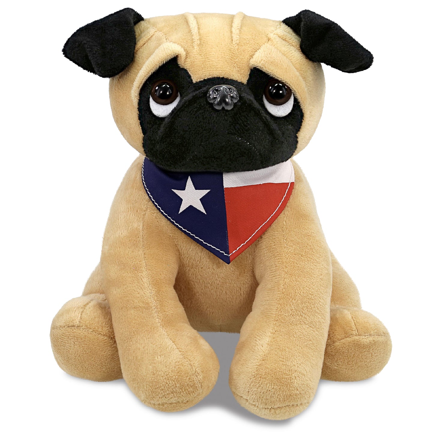 PLUSH - PUG DOG 10" WITH TEXAS FLAG BANDANA
