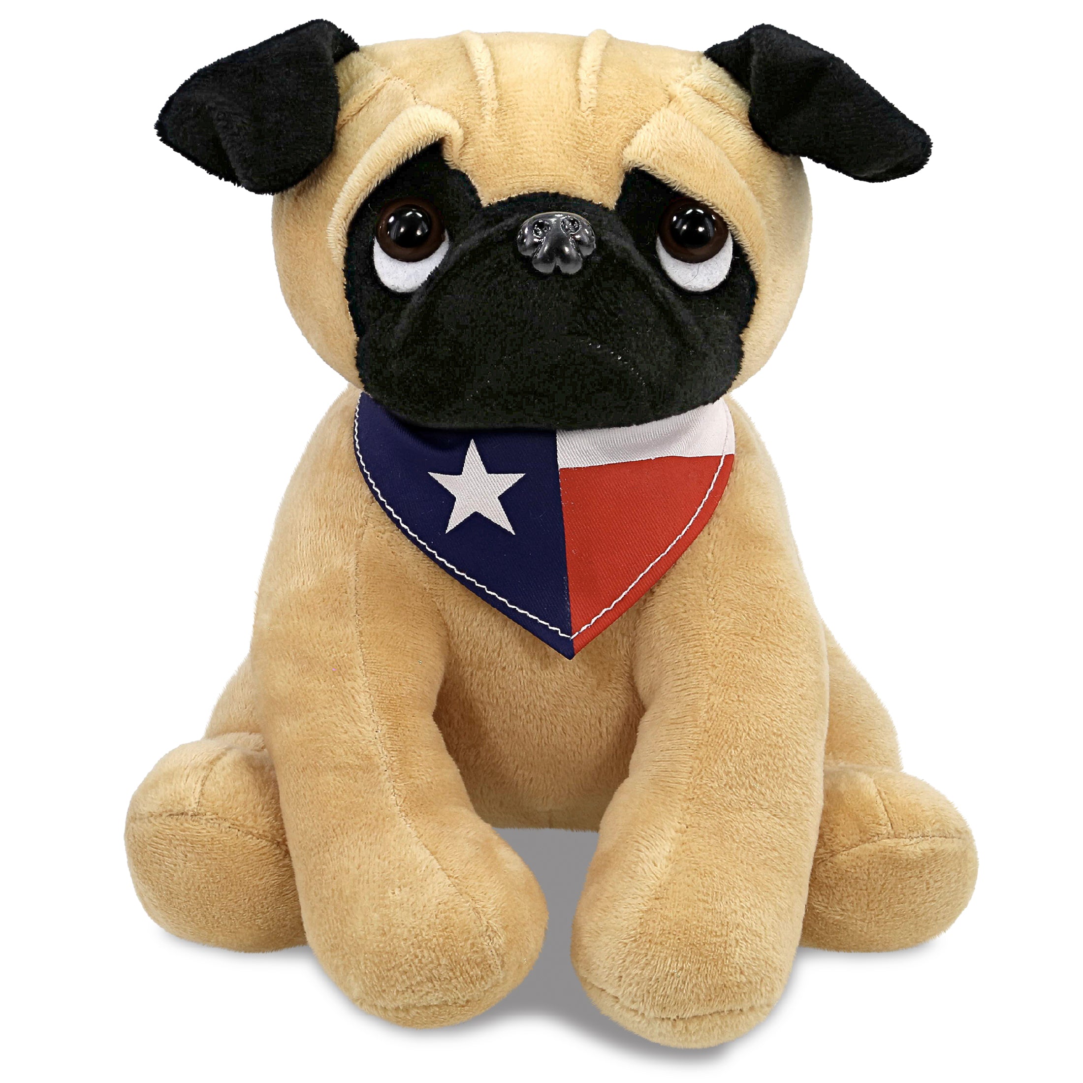 PLUSH - PUG DOG 10" WITH TEXAS FLAG BANDANA