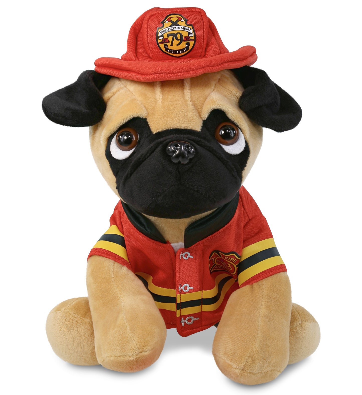 PLUSH FIREMAN - PLUSH - PUG DOG 10"