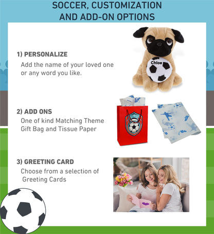 PLUSH SOCCER BALL - PLUSH - PUG DOG 10"