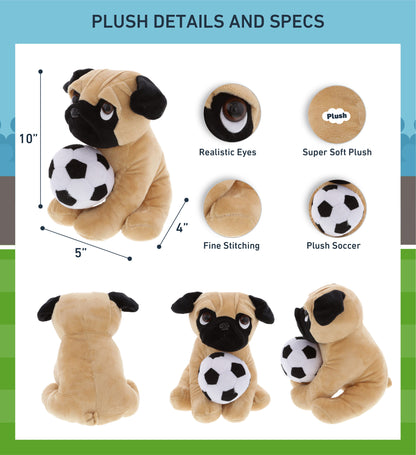 PLUSH SOCCER BALL - PLUSH - PUG DOG 10"