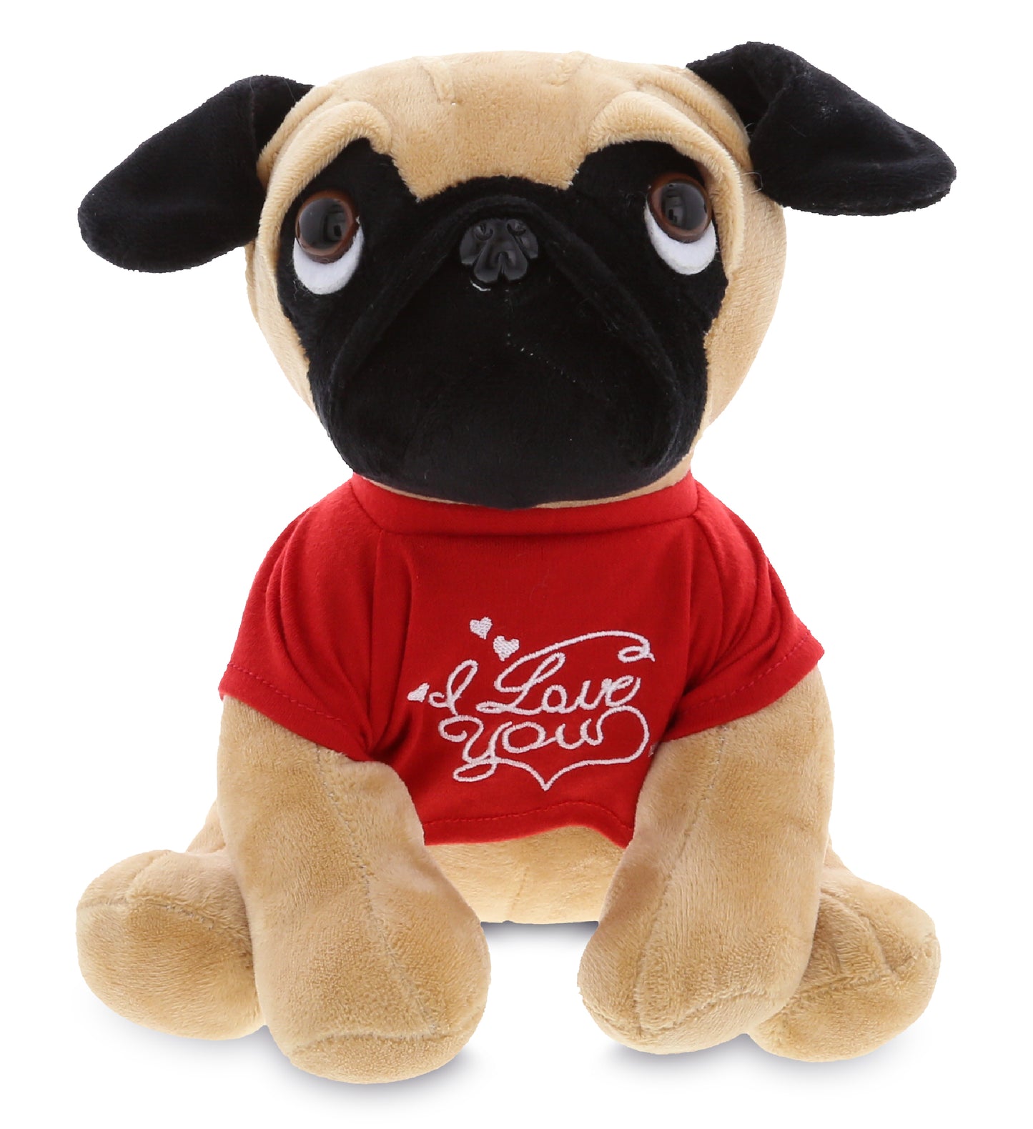 PLUSH I LOVE YOU RED SHIRT- PLUSH - PUG DOG 10"