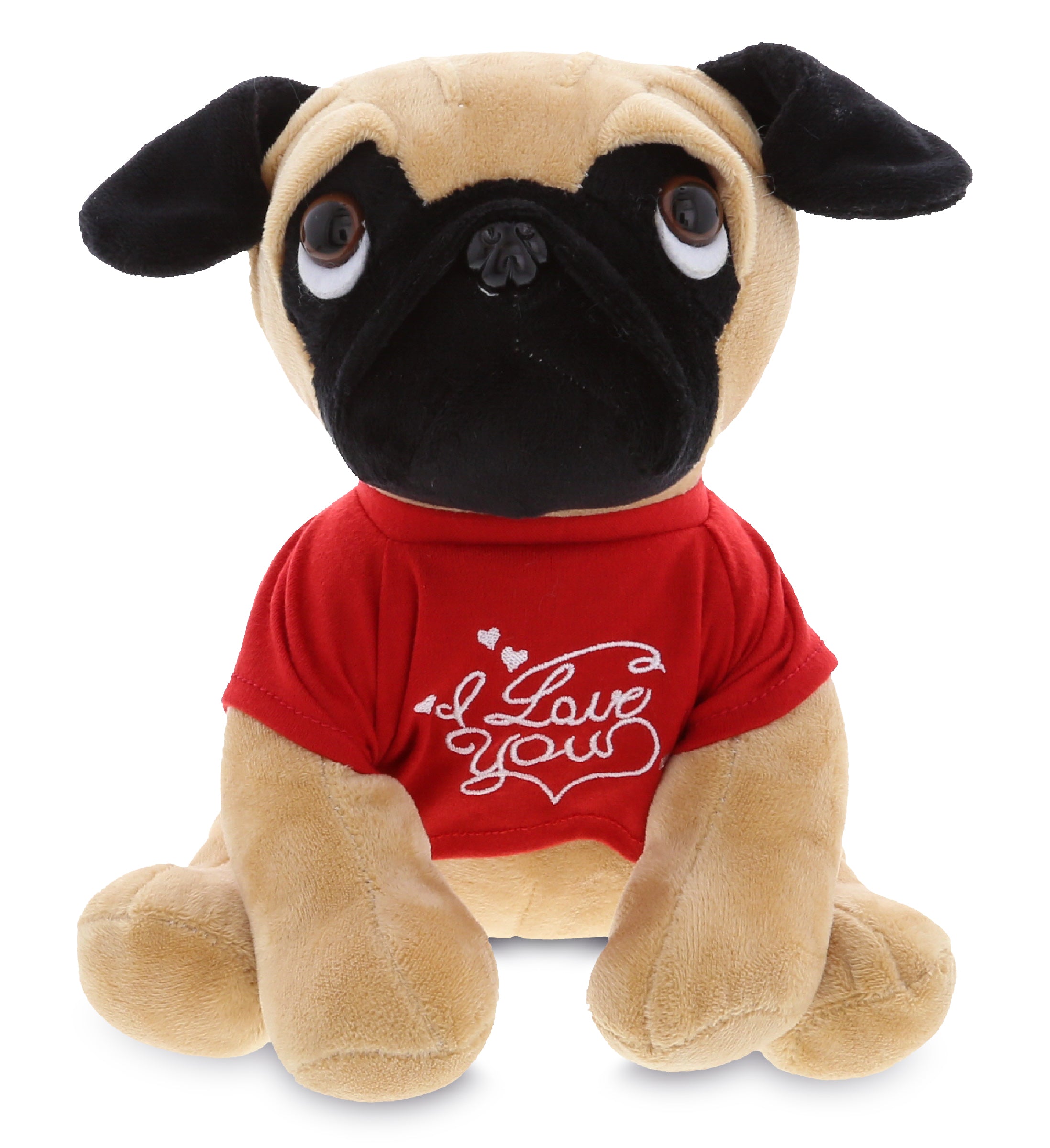 PLUSH I LOVE YOU RED SHIRT- PLUSH - PUG DOG 10"