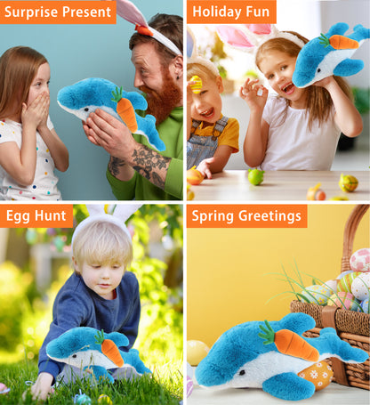 DolliBu Happy Easter Super Soft Plush Dolphin with Carrot Plush Toy - 18 Inches