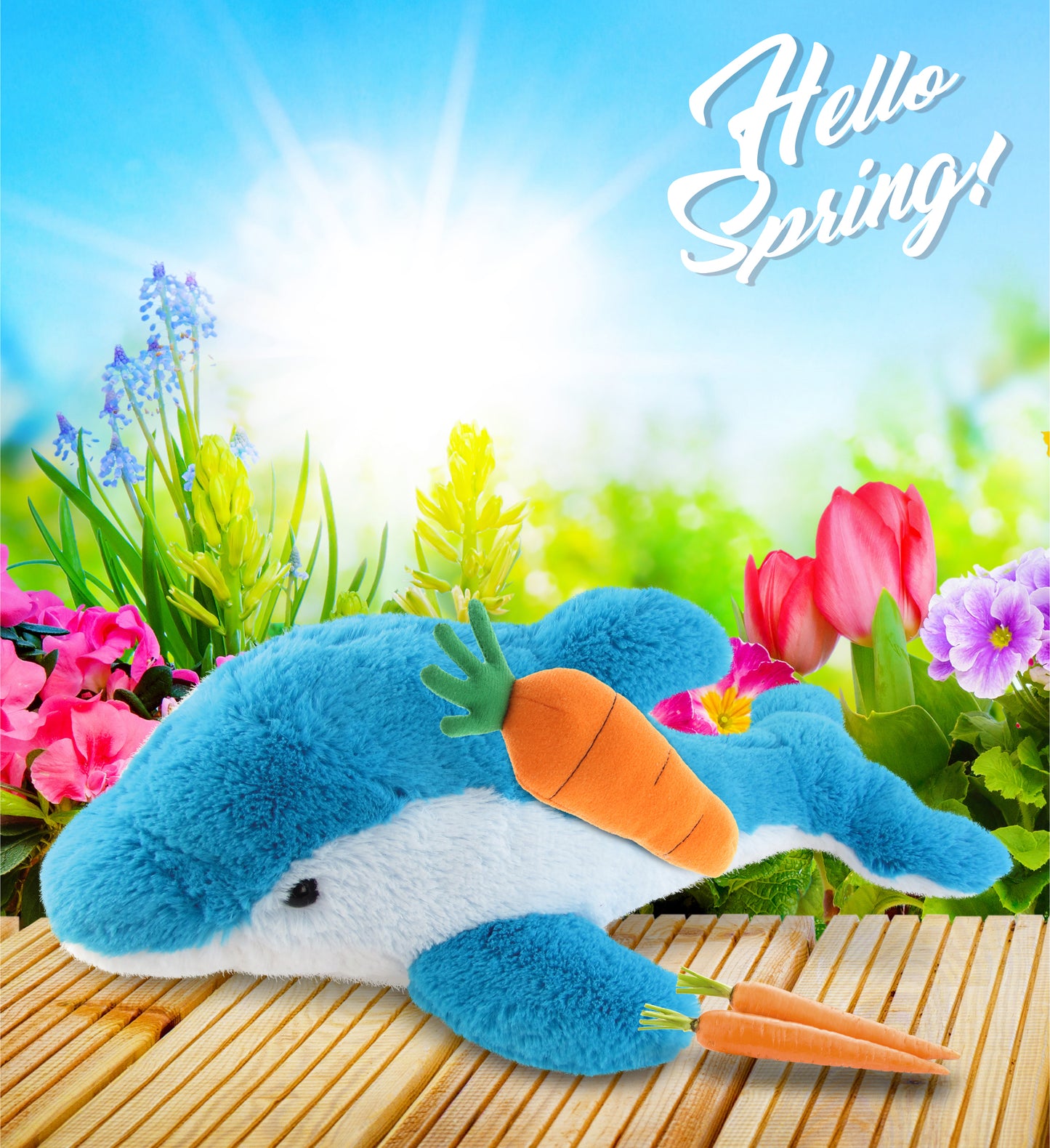 DolliBu Happy Easter Super Soft Plush Dolphin with Carrot Plush Toy - 18 Inches