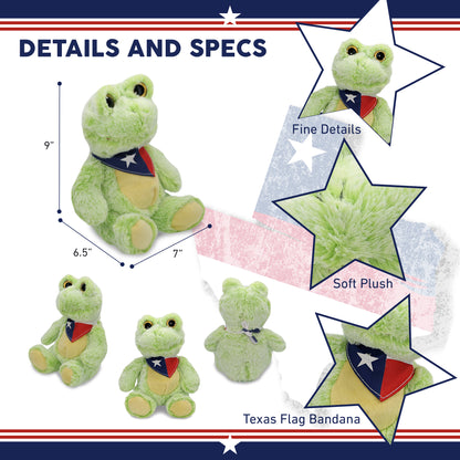 SUPER-SOFT PLUSH - SITTING FROG WITH TEXAS FLAG BANDANA