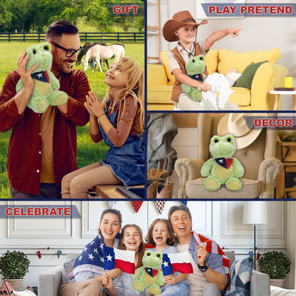 SUPER-SOFT PLUSH - SITTING FROG WITH TEXAS FLAG BANDANA