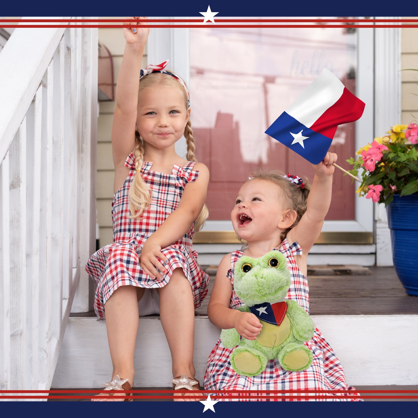 SUPER-SOFT PLUSH - SITTING FROG WITH TEXAS FLAG BANDANA