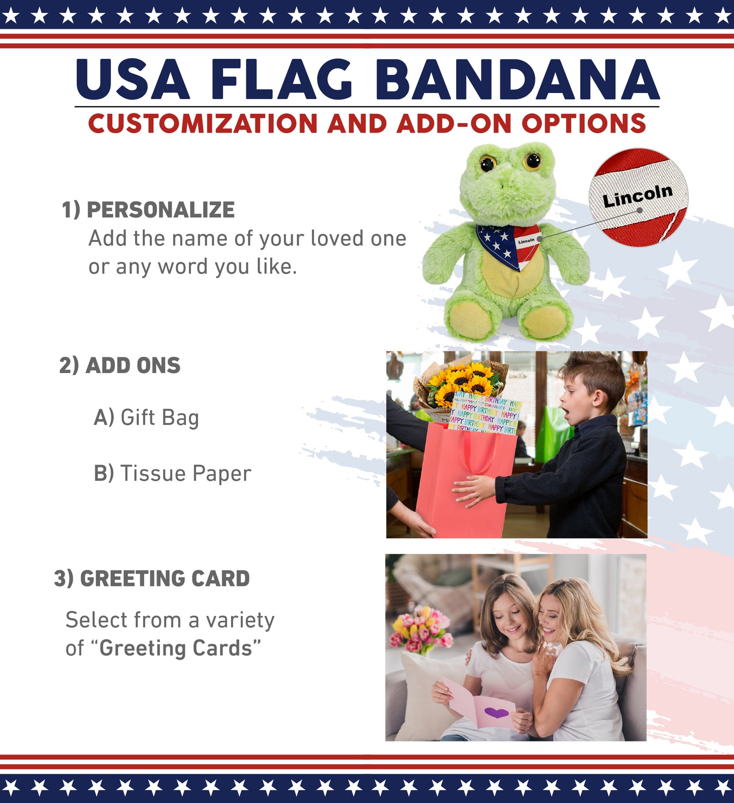 SUPER-SOFT PLUSH - SITTING FROG WITH USA FLAG BANDANA