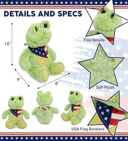 SUPER-SOFT PLUSH - SITTING FROG WITH USA FLAG BANDANA