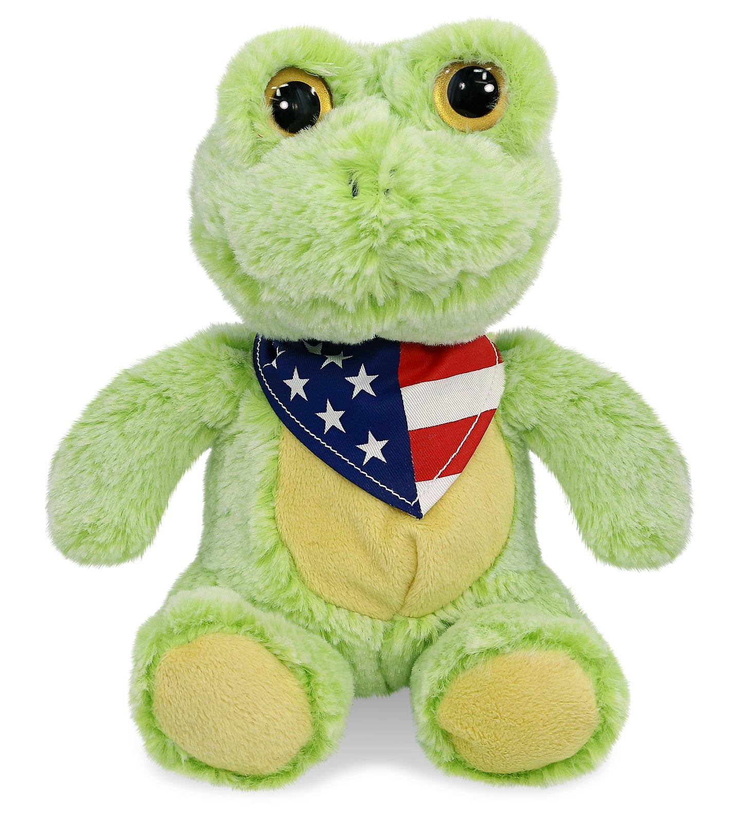 SUPER-SOFT PLUSH - SITTING FROG WITH USA FLAG BANDANA
