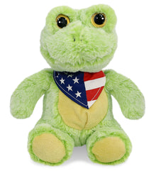 SUPER-SOFT PLUSH - SITTING FROG WITH USA FLAG BANDANA
