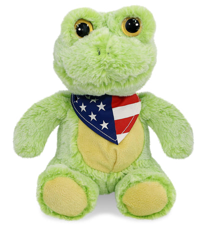 SUPER-SOFT PLUSH - SITTING FROG WITH USA FLAG BANDANA