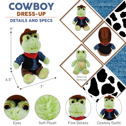 SUPER-SOFT PLUSH - SITTING FROG COWBOY DRESS UP