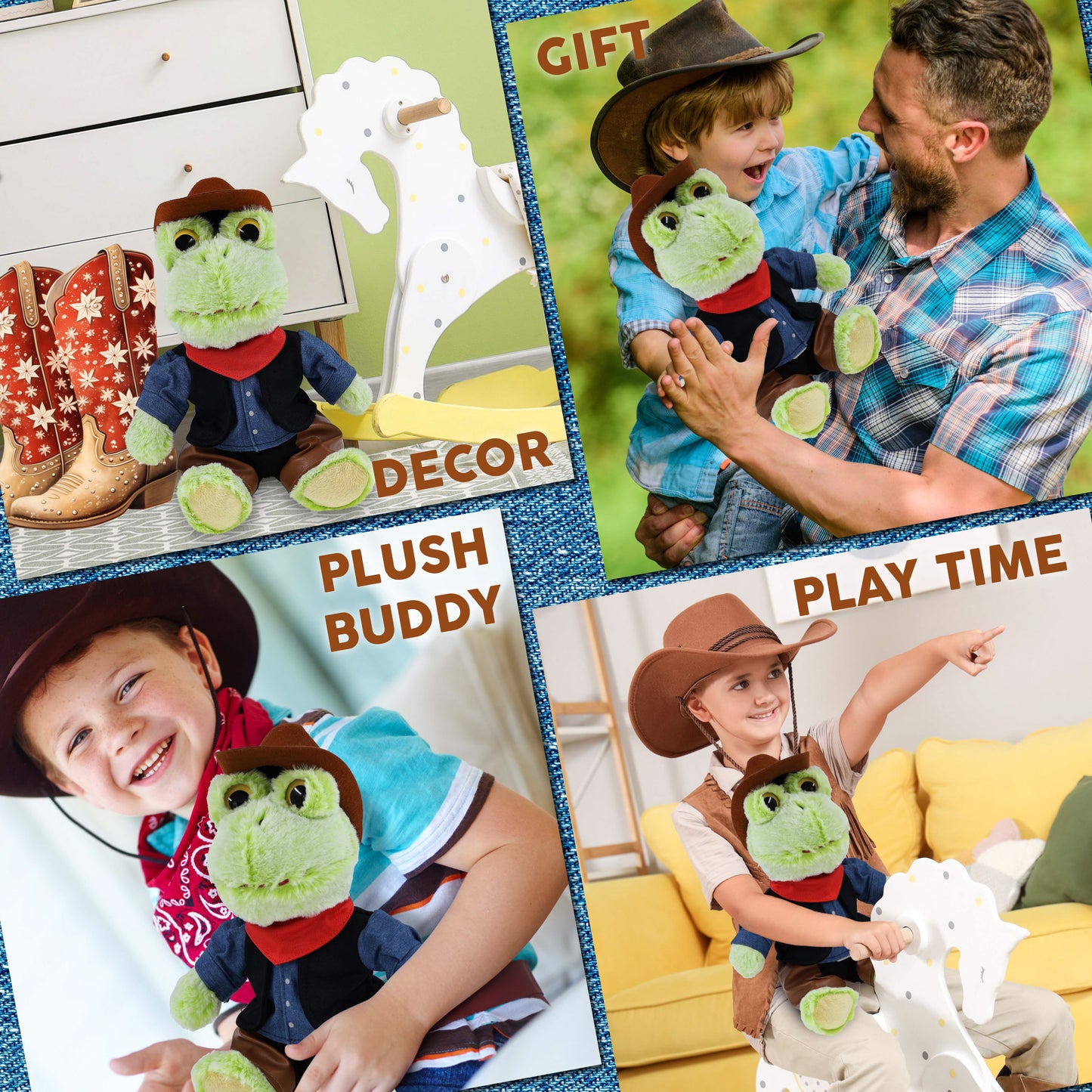 SUPER-SOFT PLUSH - SITTING FROG COWBOY DRESS UP
