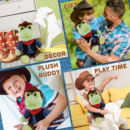 SUPER-SOFT PLUSH - SITTING FROG COWBOY DRESS UP