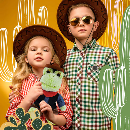 SUPER-SOFT PLUSH - SITTING FROG COWBOY DRESS UP