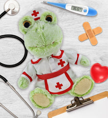 SUPER-SOFT PLUSH - SITTING FROG With NURSE Dress-Up