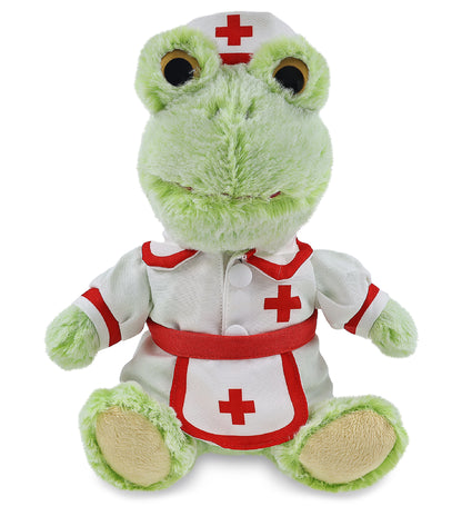 SUPER-SOFT PLUSH - SITTING FROG With NURSE Dress-Up