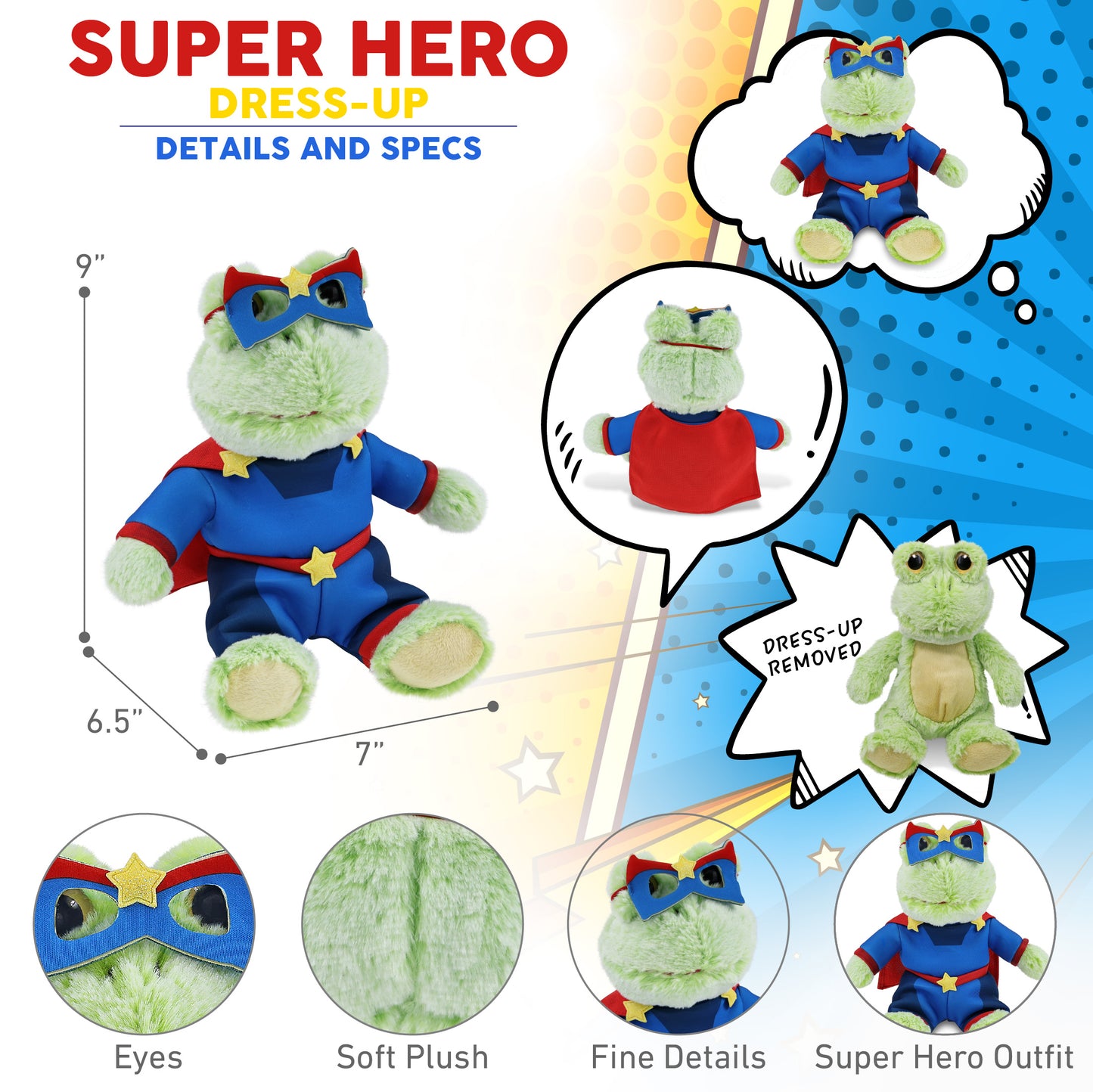 SUPER-SOFT PLUSH - SITTING FROG SUPER HERO
