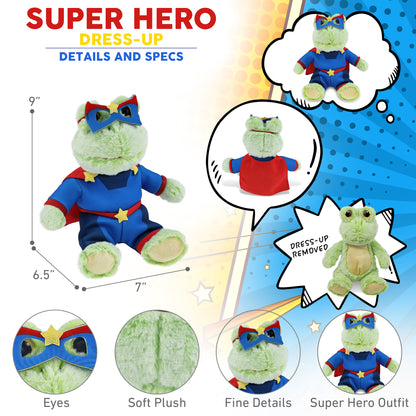 SUPER-SOFT PLUSH - SITTING FROG SUPER HERO