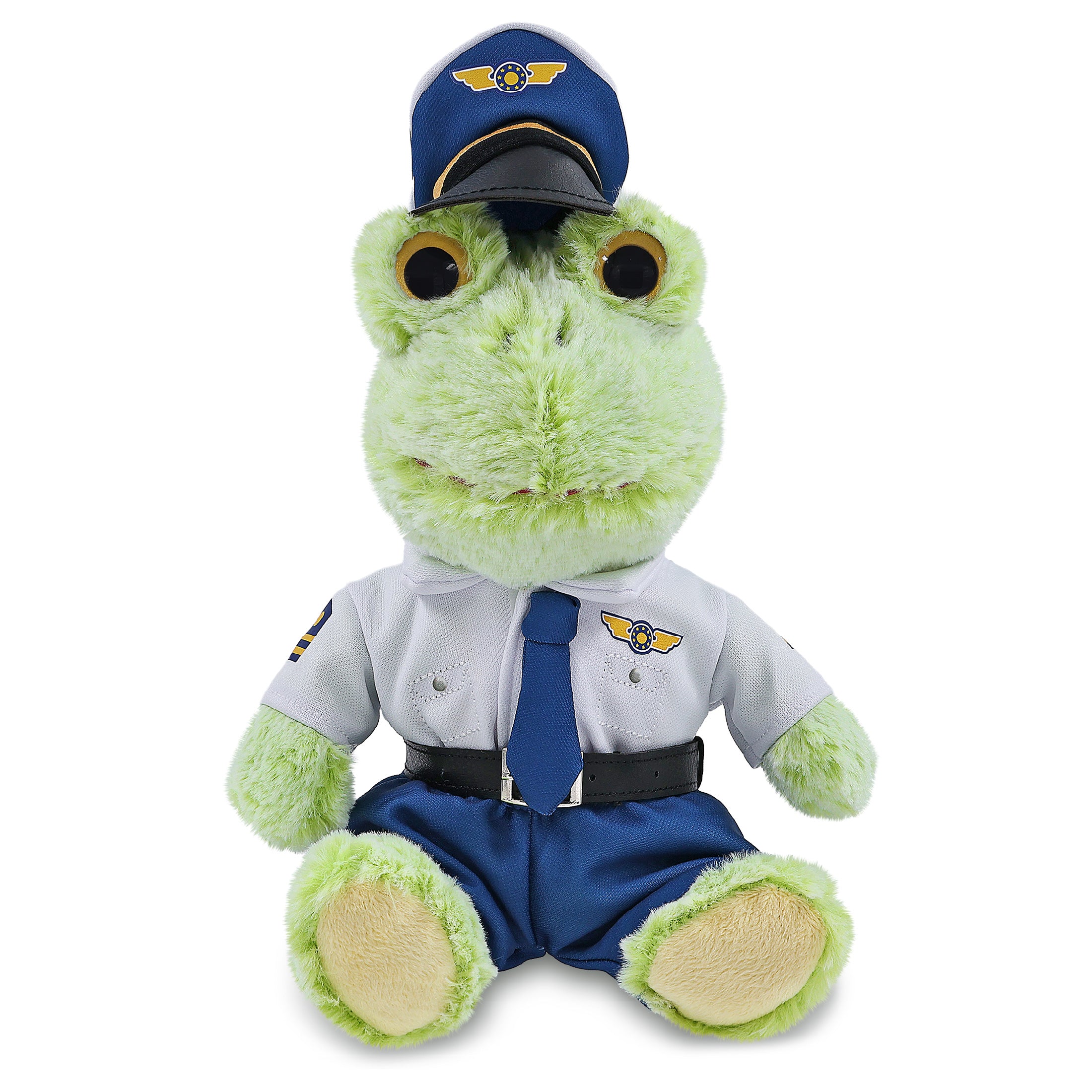 SUPER-SOFT PLUSH - SITTING FROG WITH PILOT DRESS UP