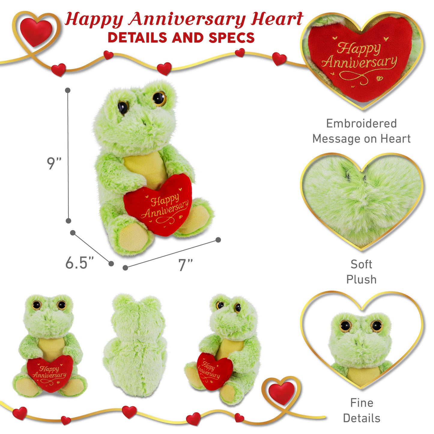 SUPER-SOFT PLUSH - SITTING FROG WITH HAPPY ANNIVERSARY HEART