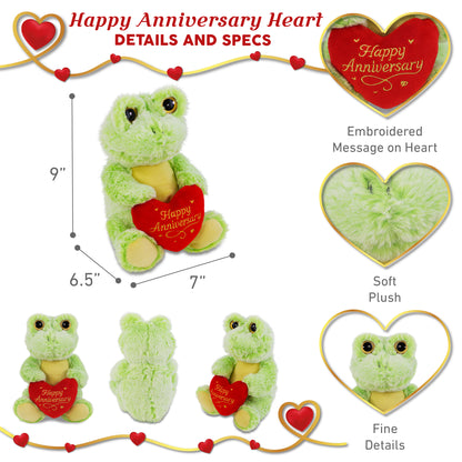 SUPER-SOFT PLUSH - SITTING FROG WITH HAPPY ANNIVERSARY HEART
