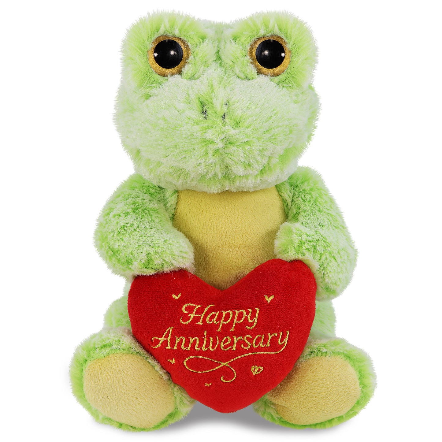 SUPER-SOFT PLUSH - SITTING FROG WITH HAPPY ANNIVERSARY HEART